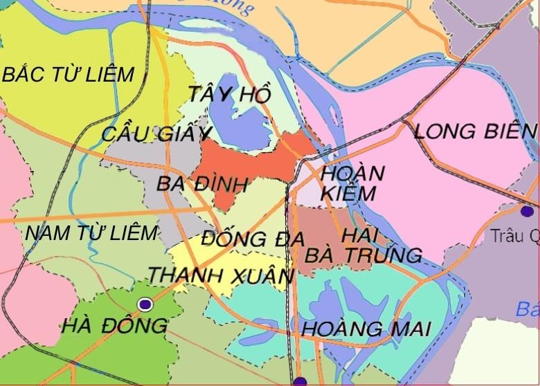 Քարտեզ շրջան հա-Դոնգ Hanoi