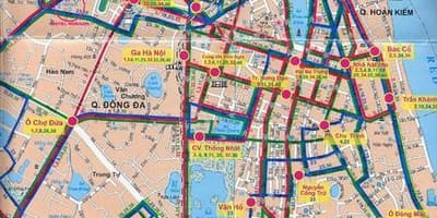 Հանոյ ավտոբուսային երթուղիները քարտեզի վրա